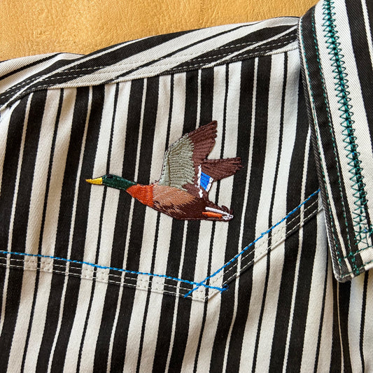 mallard duck on heavy shirt jacket. medium.