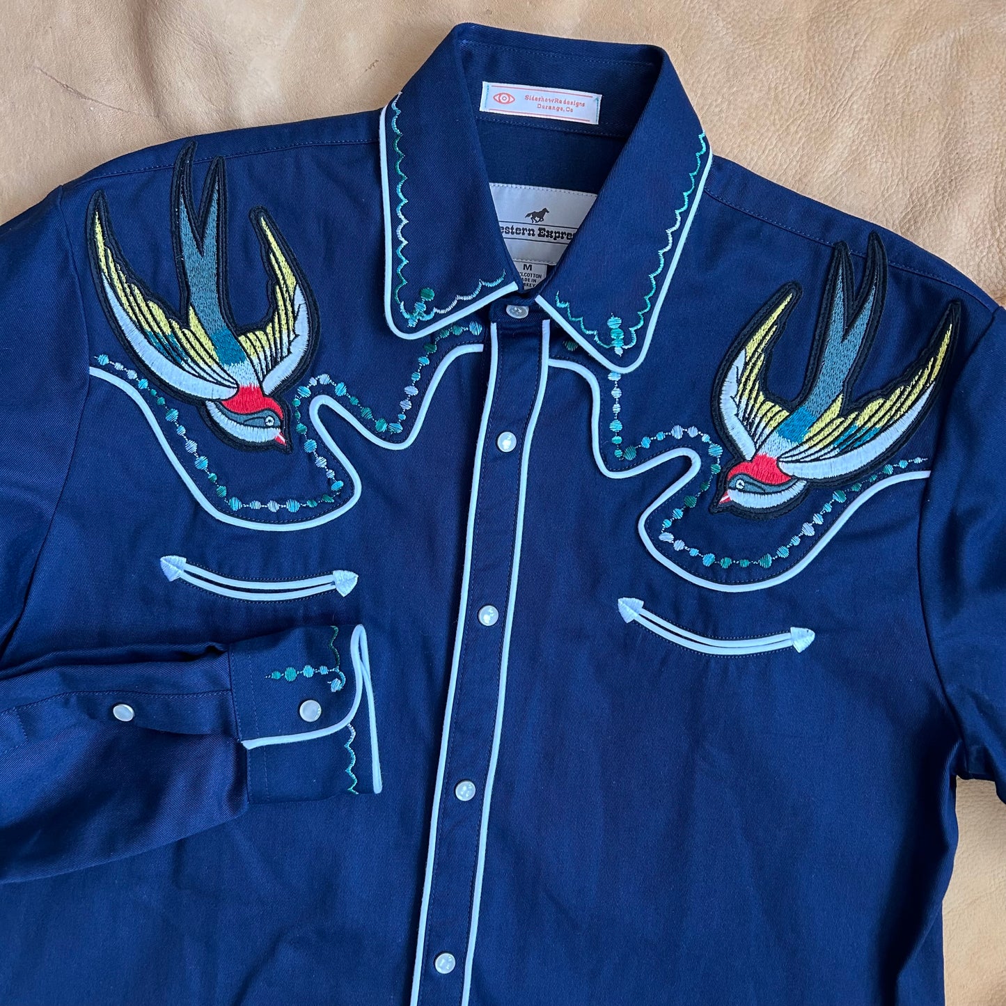swallows on heavy shirt jacket. medium.